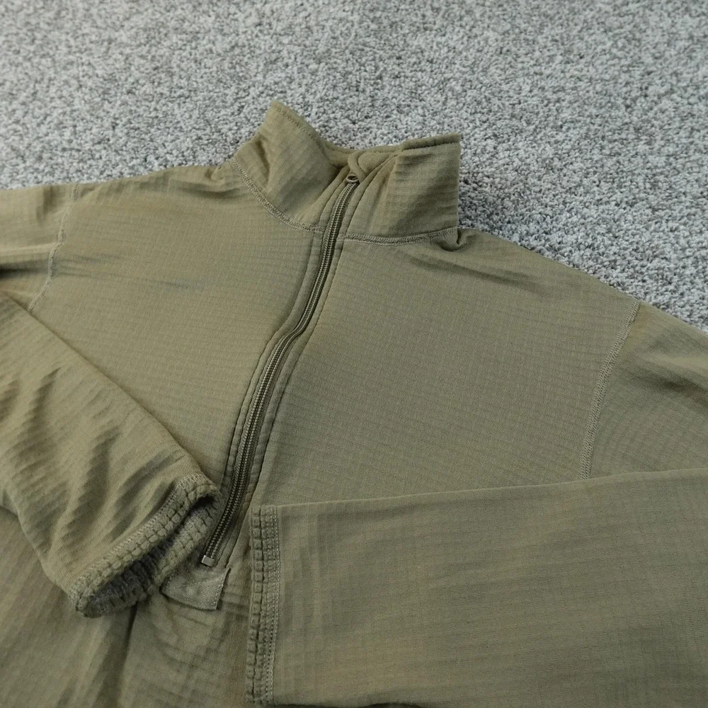 Military Pullover‎ Mens S Green Mid Weight Cold Weather 1/4 Zip Grid Fleece Army